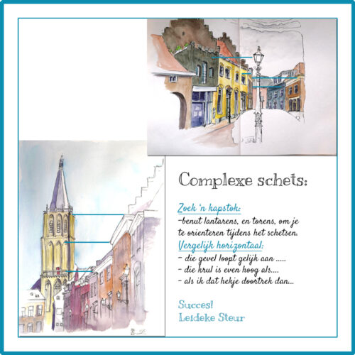 tipo voor urban sketching bij grotere schetsen